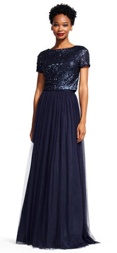 Adrianna Papell - Two-Piece Short Sleeve Sequined Dress AP1E200722SC