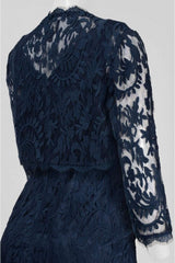 Adrianna Papell - 15253710SC V Neck Lace Short Dress with Cardigan