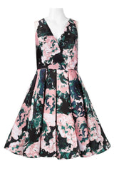 Adrianna Papell - V Neck Floral Printed Short Dress 41911890SC