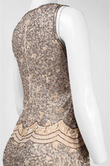 Adrianna Papell - 41912200SC Scoop Neck Bedazzled Sheath Dress