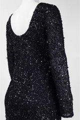 Adrianna Papell - 41915670SC Jewel Neck Long Sleeve Shimmer Dress