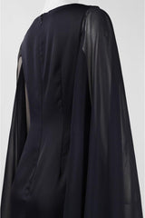 Adrianna Papell - Bateau Fitted Long Dress with Cape Sleeve 81917310SC
