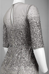 Adrianna Papell - 91863330SC Elbow Sleeve Sequined Long Gown