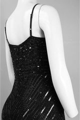 Adrianna Papell - Spaghetti Strap Sequined V-Neck Dress 91905320SC