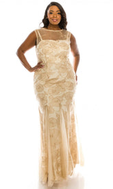 Adrianna Papell - AP1E203566WSC Sleeveless Illusion Neck Evening Dress