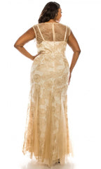 Adrianna Papell - AP1E203566WSC Sleeveless Illusion Neck Evening Dress