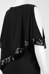 Adrianna Papell - AP1D100418 Bateau Cutaway Capelet Sheath Dress