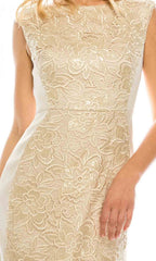 Adrianna Papell - AP1E200762SC Embroidered Lace Bateau Neck Dress