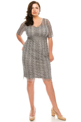 Adrianna Papell - AP1E205393SC Short Sleeves Sheath Dress