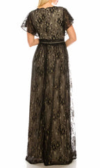 Adrianna Papell - AP1E205747SC Lace Flutter Sleeve A-Line Dress