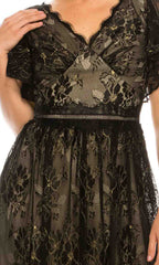 Adrianna Papell - AP1E205747SC Lace Flutter Sleeve A-Line Dress