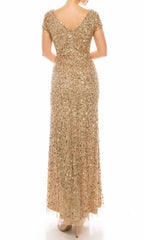 Adrianna Papell - AP1E206322SC Sparkling Short Sleeve Slit Dress