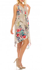 Adrianna Papell - AP1D102209SC Floral V-Neck High Low Chiffon Dress