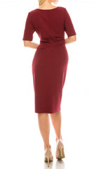 Adrianna Papell - AP1D103889SC Jewel Neck Scuba Crepe Sheath Dress