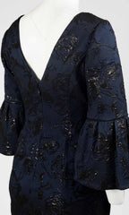 Adrianna Papell - MN2E203554SC Floral Metallic Bell Sleeve Short Dress