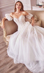 A-Line Puff Sleeve Bridal Gown