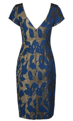 Adrianna Papell - AP1D101402SC Floral Jacquard Deep V-Open Back Dress