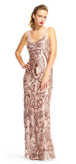 Adrianna Papell - Sleeveless Sequined Motif Long Dress AP1E200620SC