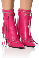 AZALEA WANG BROOKLYN PU BOOTIE IN PINK
