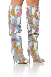 AZALEA WANG ROSEBAY MULTI PAINT STROKE DENIM BOOTIE