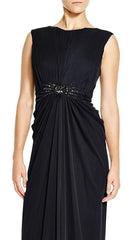 Adrianna Papell - 08G905560SC Drape Styled Jeweled Sheath Dress
