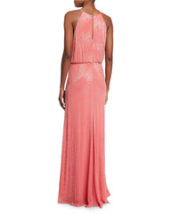 Aidan Mattox - 54470000SC Beaded Halter Long Dress