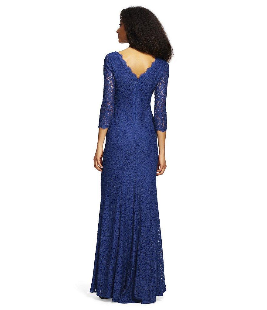 Adrianna Papell - 91879130SC Bateau Scallop Lace Evening Gown