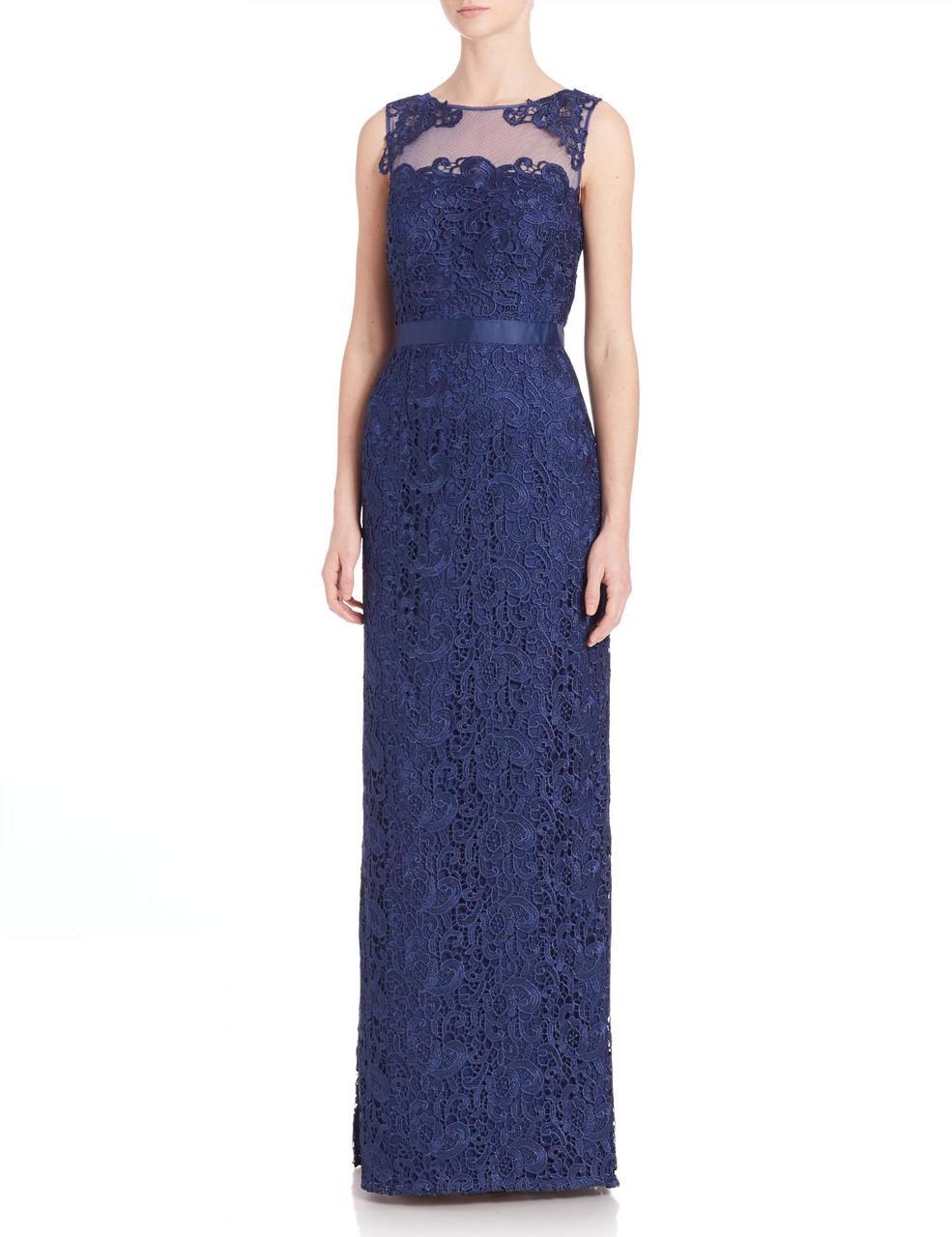 Aidan Mattox - 251706210SC Embroidered Lace Column Long Dress