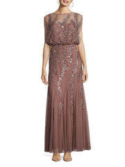 Aidan Mattox - 54468390SC Glittered Blouson Long Dress