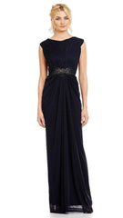 Adrianna Papell - 08G905560SC Drape Styled Jeweled Sheath Dress