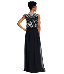 Adrianna Papell - Contrast Embellished Bateau Neck Dress 91928840SC