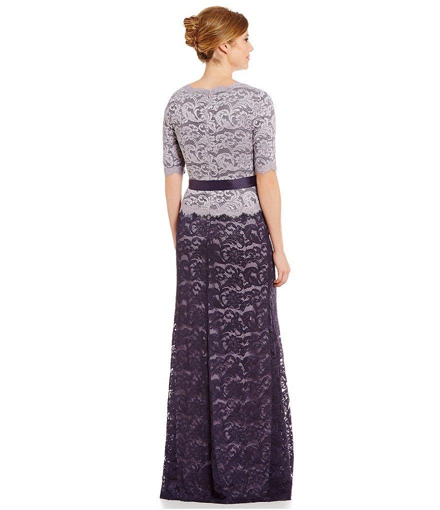 Adrianna Papell - AP1E200046SC Scalloped Lace V-Neck Sheath Dress