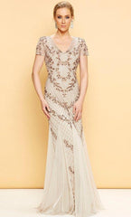 Adrianna Papell - V Neck Embellished Evening Gown AP1E201532SC