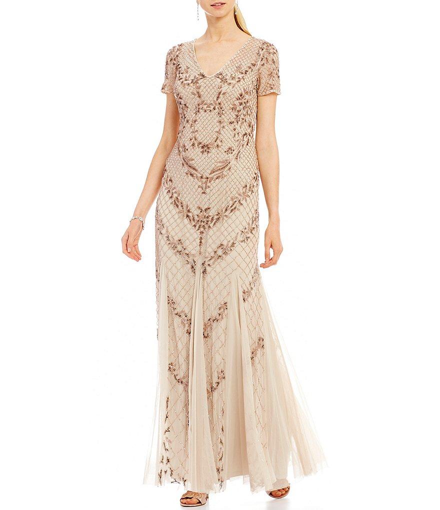 Adrianna Papell - V Neck Embellished Evening Gown AP1E201532SC
