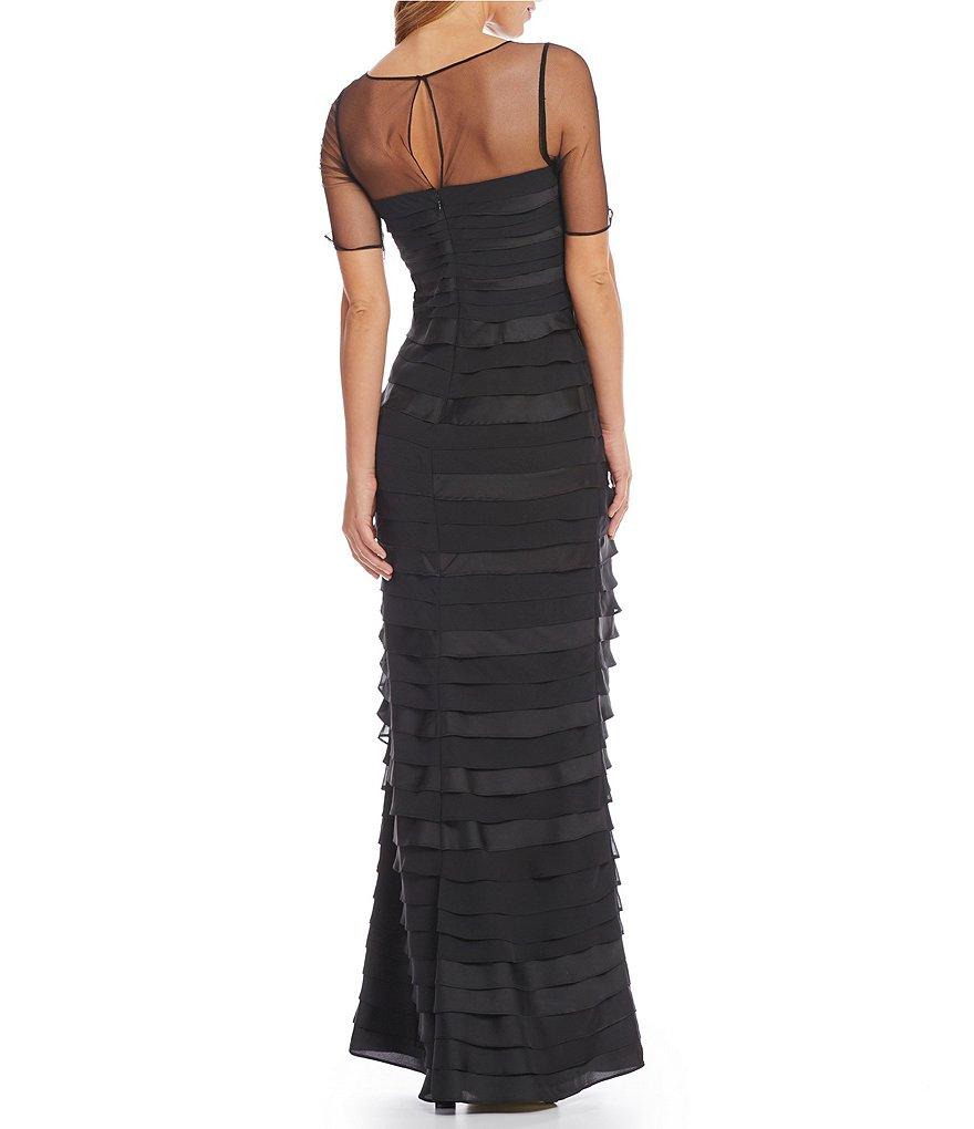 Adrianna Papell - Illusion Neck Tiered Long Dress AP1E201931SC