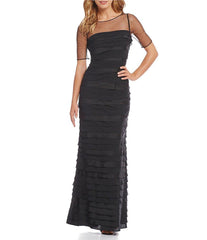 Adrianna Papell - Illusion Neck Tiered Long Dress AP1E201931SC