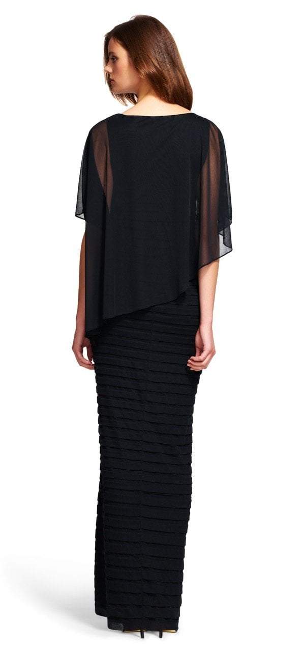 Adrianna Papell - 81930490SC Figure Fitted Long Dress with Sheer Cape