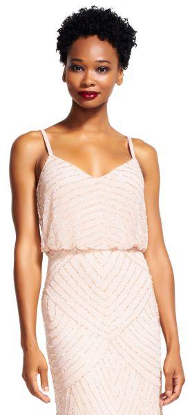 Adrianna Papell - 91866700SC Spaghetti Strap Popover Embellished Dress