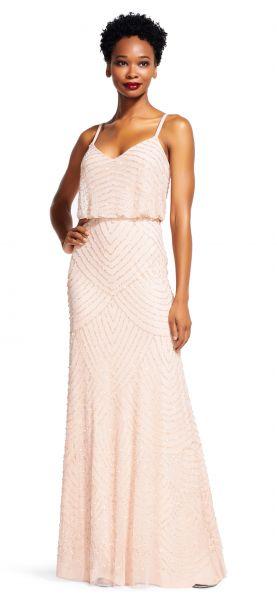 Adrianna Papell - 91866700SC Spaghetti Strap Popover Embellished Dress