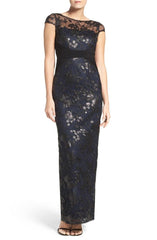 Adrianna Papell - AP1E200799SC Sequined Illusion Bateau Sheath Gown