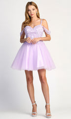 Adora Design 1006 - Layered A-Line Cocktail Dress with Appliques