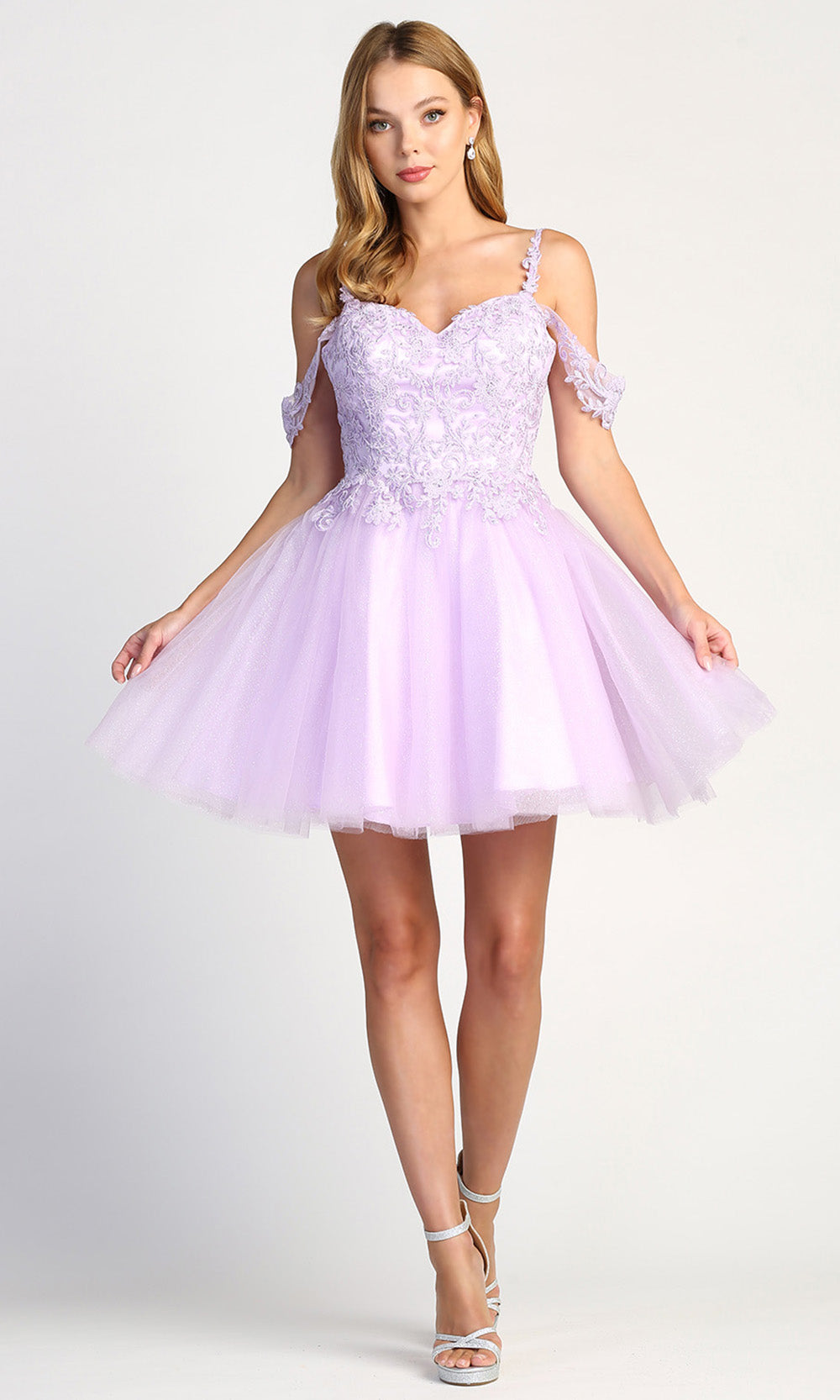 Adora Design 1006 - Layered A-Line Cocktail Dress with Appliques