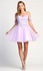 Adora Design 1006 - Layered A-Line Cocktail Dress with Appliques