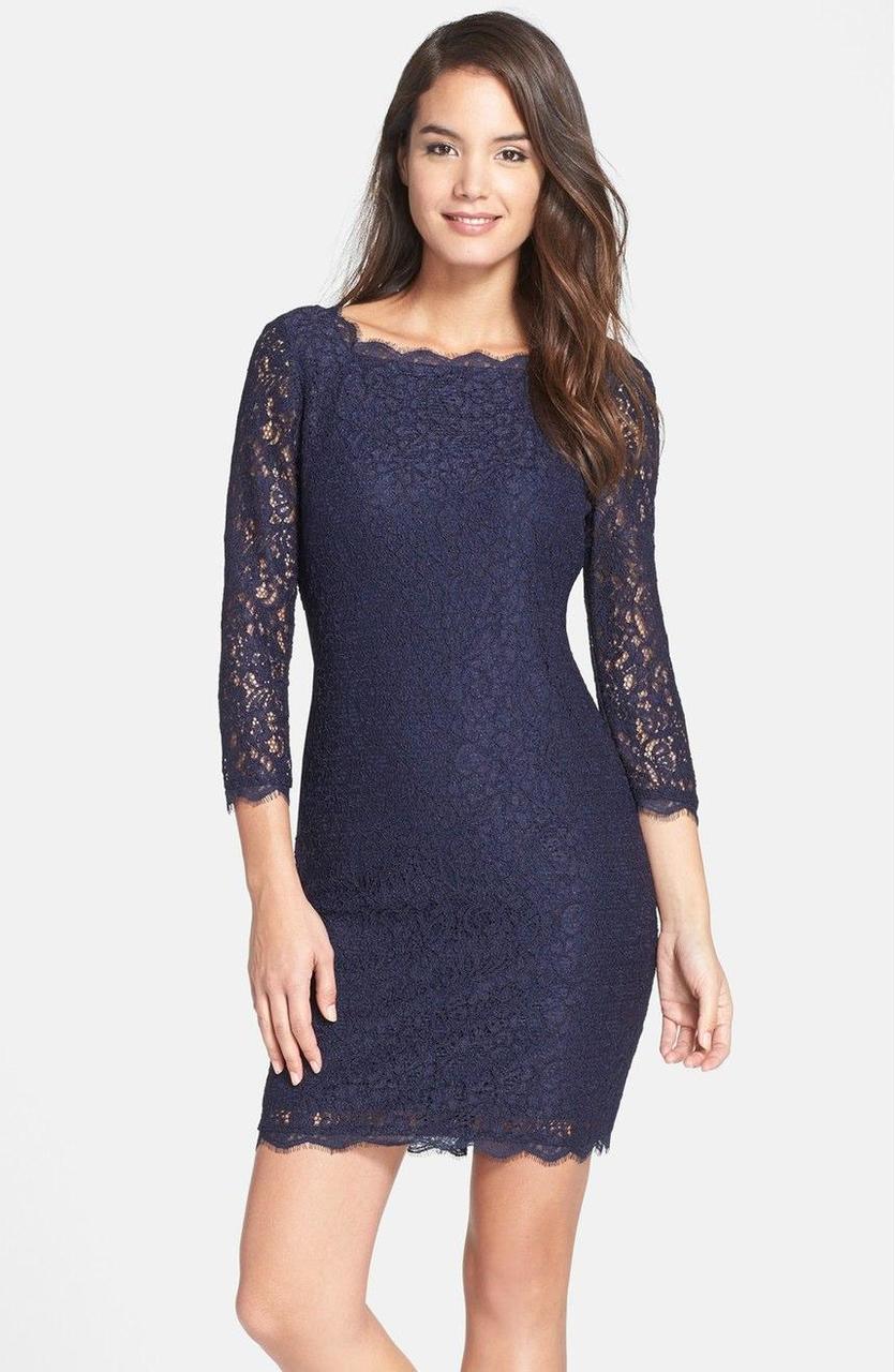 Adrianna Papell - 41864780SC Laced Scallop Hem Short Dress