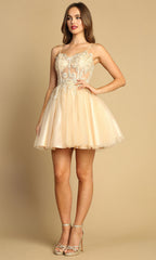 Adora Design 1039 - Sweetheart Layered Short Dress with Appliques