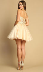 Adora Design 1039 - Sweetheart Layered Short Dress with Appliques