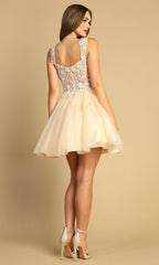 Adora Design 1045 - Scoop Back Applique Layered Dress