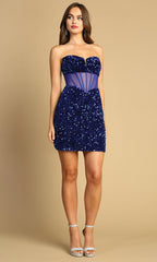 Adora Design 1049 - Illusion Bodice Sweetheart Bodycon Dress