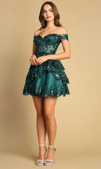 Adora Design 1051 - Sweetheart Tiered A-Line Short Dress