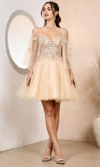 Adora Design 1053 - Sweetheart Layered Dress with Butterfly Accent